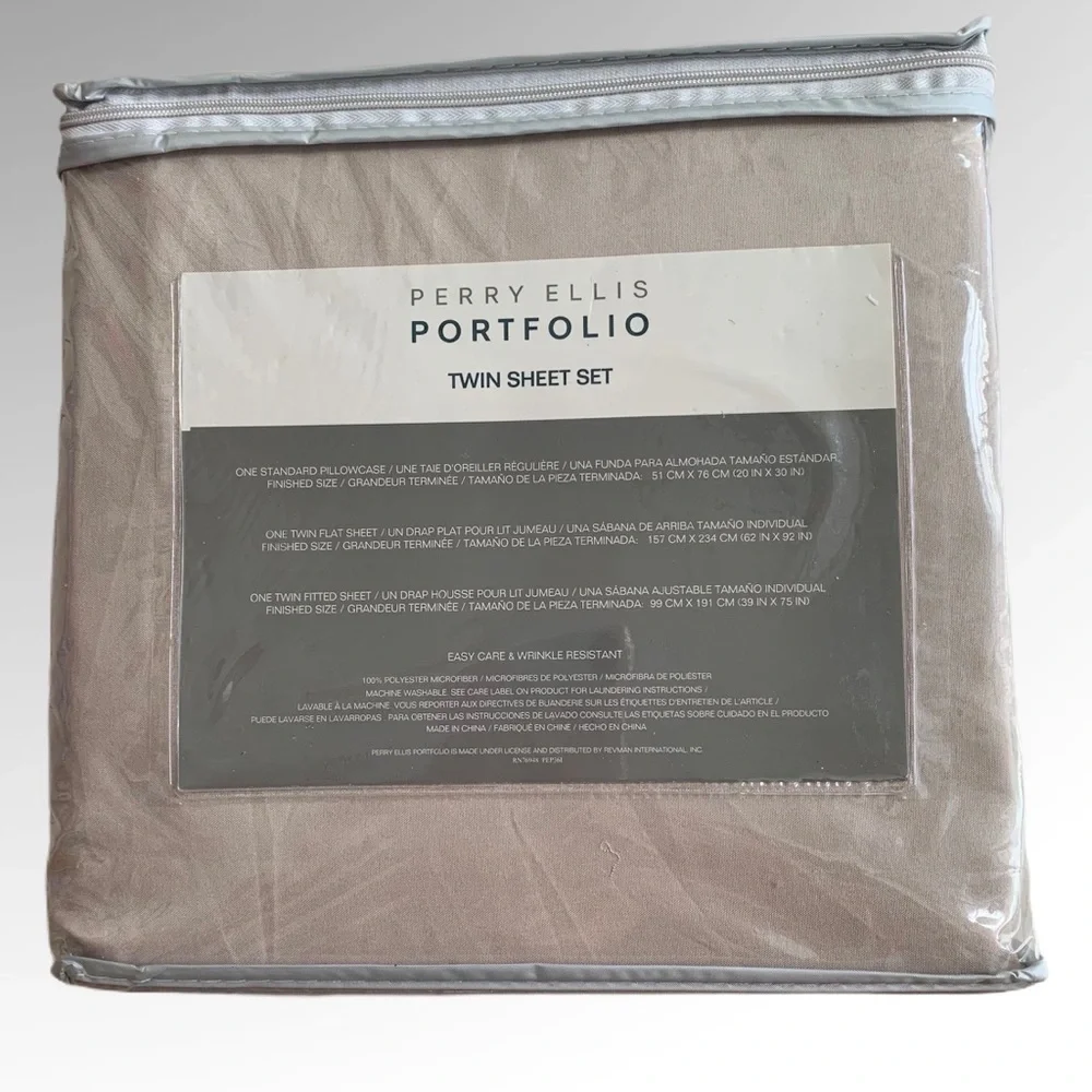 Perry Ellis Twin Sheet Set Beige